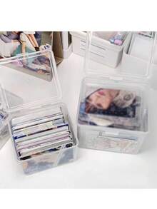 1/2/4 piezas Cajas de almacenamiento de plástico con tapas, contenedores transparentes para tornillos, organizador de piezas pequeñas - transparente - Ver 6