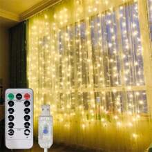 Đèn rèm Led có điều khiển từ xa - Dùng nguồn USB, 8 chế độ trang trí nhà cửa, phòng ngủ, đám cưới, tiệc tùng, cửa sổ, không gian treo tường - Hoàn hảo cho Giáng sinh, Lễ tình nhân, Halloween - Đèn rèm USB - Xem 13