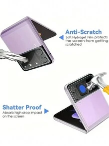 2 Pieces Ultra Clear Tempered Screen Protector Compatible With Samsung Galaxy Z Flip 5/4/3 5G - Anti-Scratch, Camera Lens Film, Soft, HD Clear, Small Back Screen Protection - Compatible With Flip3/ Flip Model 4/5, ZFlip3/ 4/5/ Flip6 Gift For Birthday, Family, Friends Tempered Glass, Phone Screen Protector, Phone Accessories