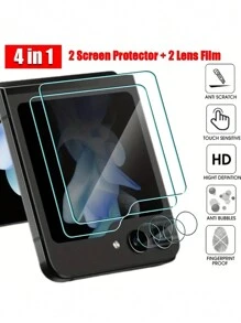 2 Pieces Ultra Clear Tempered Screen Protector Compatible With Samsung Galaxy Z Flip 5/4/3 5G - Anti-Scratch, Camera Lens Film, Soft, HD Clear, Small Back Screen Protection - Compatible With Flip3/ Flip Model 4/5, ZFlip3/ 4/5/ Flip6 Gift For Birthday, Family, Friends Tempered Glass, Phone Screen Protector, Phone Accessories