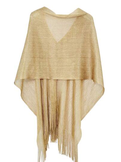 1pc Women Beach Accessories Metallic Silver/Gold Shawl Cape For Spring/Summer Evening Event, Wedding, Stage, Travel And Beach Coverup Accessories Women