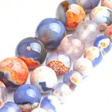 1strand 6/8/10mm Natural Stone Blue Fire Agate Healing Stone Round Loose Spacer Beads For Jewelry Making Energy Stone Beads For DIY Bracelets Necklace - Blue - View 1