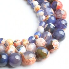 1strand 6/8/10mm Natural Stone Blue Fire Agate Healing Stone Round Loose Spacer Beads For Jewelry Making Energy Stone Beads For DIY Bracelets Necklace - Blue - View 3