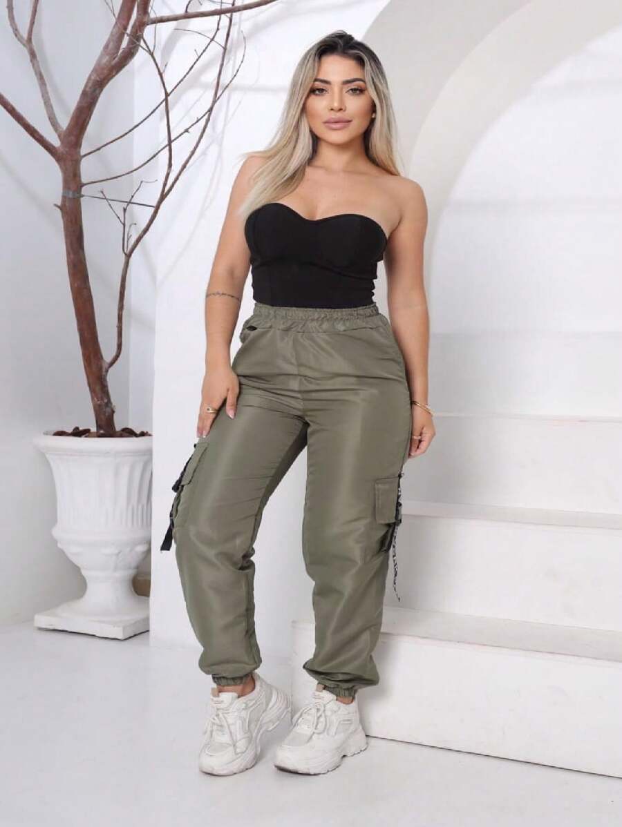 Julia Tactel Jogger Women's Cargo Pants - xanh quân đội - Xem 1