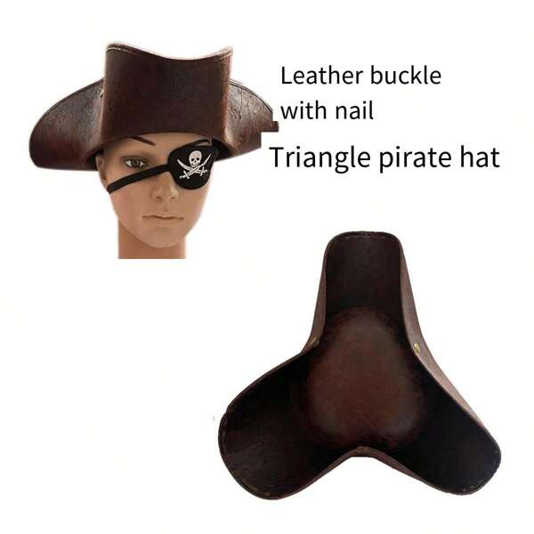 1 Stück Halloween Piraten Kostüm Zubehör Set: Piratenhut, Augenklappe, Fernrohr, Maske, Ohrringe, Haken, Weihnachten