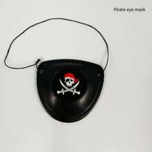 1 Stück Halloween Piraten Kostüm Zubehör Set: Piratenhut, Augenklappe, Fernrohr, Maske, Ohrringe, Haken, Weihnachten - Verschiedenfarbig - Übersicht 5