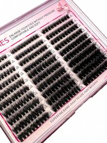 HBZGTLAD 300 pièces/boîte 10 rangées 60+80+100 pièces de faux cils en fourrure de vison synthétique de 0,07 mm, longueurs mixtes de 8 à 16 mm, faux cils volume russe 3D, faux cils individuels, boîte en plastique, bouquets de cils, faux cils individuels - Noir - Voir 6