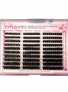 HBZGTLAD 300 pièces/boîte 10 rangées 60+80+100 pièces de faux cils en fourrure de vison synthétique de 0,07 mm, longueurs mixtes de 8 à 16 mm, faux cils volume russe 3D, faux cils individuels, boîte en plastique, bouquets de cils, faux cils individuels - Noir - Voir 8