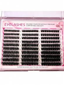 HBZGTLAD 300 pièces/boîte 10 rangées 60+80+100 pièces de faux cils en fourrure de vison synthétique de 0,07 mm, longueurs mixtes de 8 à 16 mm, faux cils volume russe 3D, faux cils individuels, boîte en plastique, bouquets de cils, faux cils individuels - Noir - Voir 3
