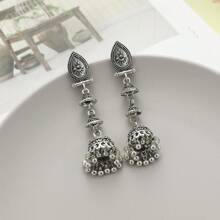 1 对复古合金材质长流苏铃铛耳环适合女性日常佩戴 - 復古風 - 查看 1