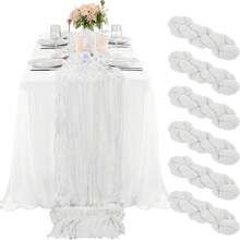 6/10pcs 35"X118" Lavender Green Balinese Gauze Table Runner, Soft Chiffon Bohemian Table Decor For Wedding, Birthday Party, Dining Room - Solid Color - View 10