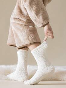 5 đôi/gói Tất nữ lông cừu dày, Tất giữ nhiệt chống trượt ấm áp và ấm áp, Thích hợp cho các hoạt động trong nhà và ngoài trời mùa đông, Bộ tất giữa bắp chân, Chất lượng cao cấp - Nhiều màu - Xem 6