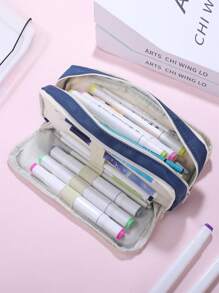 1 件装全新多功能大容量文具盒，三层设计，高品质粉色铅笔盒，适用于学校和办公用品储存