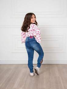 TWEEN GIRL'S JEANS WITH SIDE OPENING - 中等水洗藍 - 查看 4