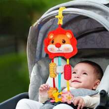 1 件婴儿动物风铃吊坠，可爱大象狮子摇铃拼图声音玩具，圣诞礼物婴儿推车悬挂玩具套装 - 柔软面料，风铃；婴儿摇铃玩具 0-3 岁幼儿玩具婴儿玩具新生儿用悬挂玩具发出声音