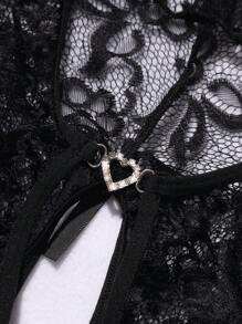 1pc European American Style Women Sexy Lace Lingerie Open Crotch Backless Bodysuits - Black - View 6
