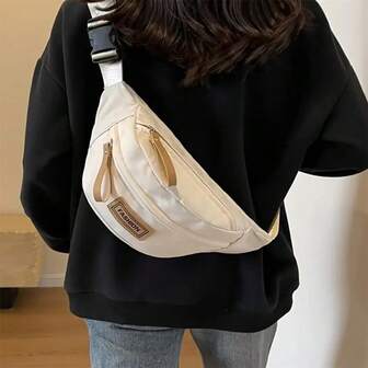 Damen lässige Segeltuch Crossbody Tasche, verstellbarer Gurt, leicht, Reißverschluss, Polyester Futter Hüfttasche - perfekt für Ausgehen, Outdoor-Aktivitäten