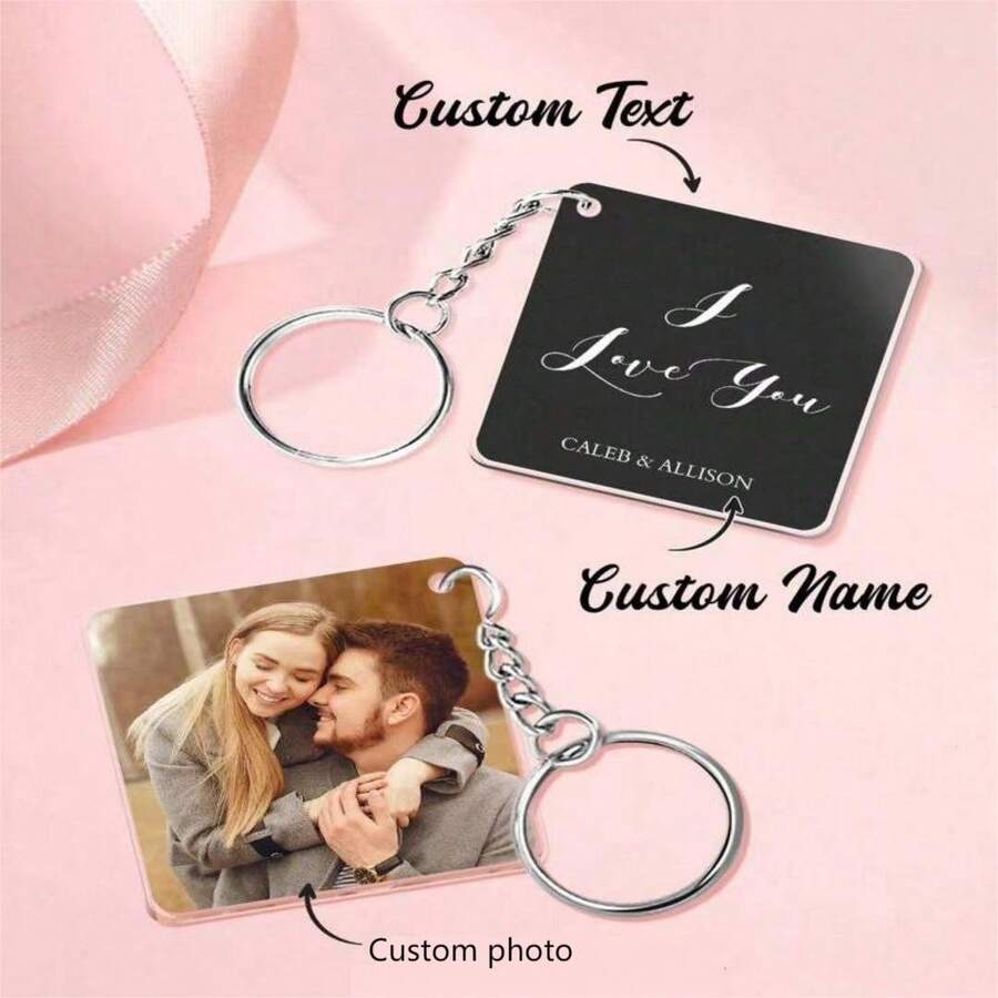 1pc Custom Photo Keychain, Custom Engraved Photo Keychain, Personalized Photo Keychain, Custom Keychain With Photo And Name, Custom Acrylic Keychain, Mother's Day Gift, Father's Day Gift, Anniversary Gift, Valentine Gift, Birthday Gift, Wedding Gift, Best Friend Gift, Gift For Mom/Dad, Gift For Girlfriend/Boyfriend Valentines