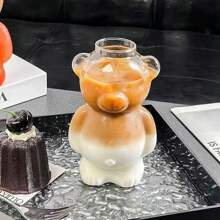 1 pieza Taza de oso pequeño popular del restaurante Ins, taza de vidrio de dibujos animados creativa para jugo de fruta, leche, té - transparente - Ver 7
