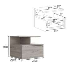 Floating Nightstand 12" H, Wall Mounted With Single Drawer And 2-Tier Shelf, Black Wood Nightstand - Caramel - C - View 3