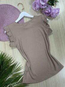 Ribbed Blouse Beautiful Stretch Fabric - 米色 - 查看 2