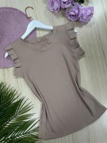 Ribbed Blouse Beautiful Stretch Fabric - 米色 - 查看 1