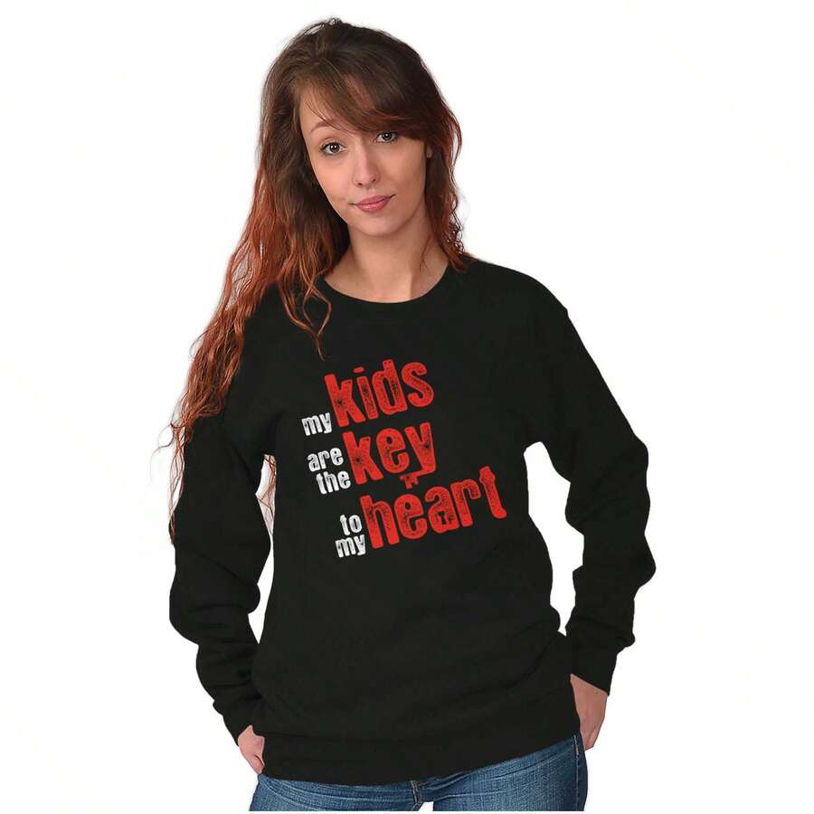 My Kids Are The Keys To My Heart Women Crewneck Sweatshirt - màu đen - Xem 1