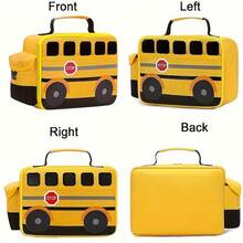 1pc School Bus Shape Thermal Lunch Box For Boys And Girls School Lunch Bags Reusable Cooler Thermal Lunch Bag For Picnic Meals Back To School Back To School Lunch Kit School Stuff For School Lunch Box Bag Home Essentials Back To School Supplies Insulated Woman For Women Ladies - Yellow - View 5