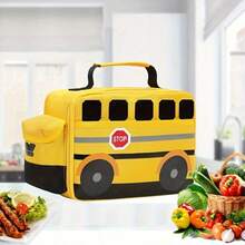 1pc School Bus Shape Thermal Lunch Box For Boys And Girls School Lunch Bags Reusable Cooler Thermal Lunch Bag For Picnic Meals Back To School Back To School Lunch Kit School Stuff For School Lunch Box Bag Home Essentials Back To School Supplies Insulated Woman For Women Ladies - Yellow - View 4