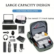 1 Piece Set Stylish Backpack, Hiking Backpack Stylish Casual Backpack With Shoe Compartment And Charging Port - Lightweight, Large Capacity Can Accommodate 17 "Laptop Bag, School Bag Backpack Winter Christmas Camping Side Bag Stickers Summer Back To School Beach Bag Laptop Case The Sporty Life Bag Pack Hiking Bag Weekend Bag Backpacks Travel Must Haves Large Bag Spring Large Capacity Bag Travel Bags, Holiday Essential, Camping - Army Green - View 8