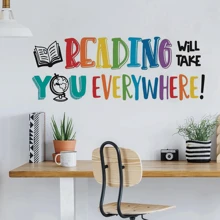 Adesivo de parede com citação inspiradora de 1 unidade, a leitura o levará a todos os lugares, adesivos de parede autoadesivos, entrada do quarto, sala de estar, varanda, decoração de casa, adesivos de parede, adesivos removíveis, decalques de decoração de parede
