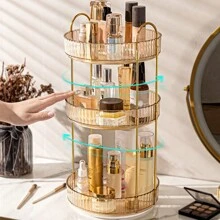 1 pièce Présentoir cosmétique multifonctionnel rotatif à 360 degrés, grand organisateur de salle de bain, organisateur de maquillage de vanité, boîte de rangement de table transparente avec des couches détachables et renforcées pour les grands flacons, sacs, sacs à maquillage, vanité, voyage, sac à maquillage, rangement, organisateur de maquillage, sac de toilette, organisateur de bureau, sac cosmétique, trousse de maquillage, organisateur de maquillage, accessoires de vanité, trousse de maquillage, sacs à maquillage, boîte à bijoux, pochette, support de pinceaux à maquillage, support de pinceaux, organisateur de parfum, sac pochette, cadeaux pour femmes, cadeaux de Noël, idées cadeaux pour femmes, décoration de chambre - Multicolore - Voir 3