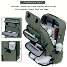 1 Piece Set Stylish Backpack, Hiking Backpack Stylish Casual Backpack With Shoe Compartment And Charging Port - Lightweight, Large Capacity Can Accommodate 17 "Laptop Bag, School Bag Backpack Winter Christmas Camping Side Bag Stickers Summer Back To School Beach Bag Laptop Case The Sporty Life Bag Pack Hiking Bag Weekend Bag Backpacks Travel Must Haves Large Bag Spring Large Capacity Bag Travel Bags, Holiday Essential, Camping - Army Green - View 5
