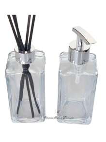Toilet Kit 2 Pieces Square Transparent 250ml In Glass - 銀色 - 查看 1