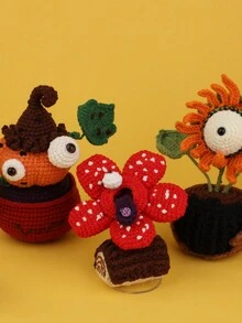 1Set Crochet Kit For Plant Monster Series Plush Doll, DIY Amigurumi Doll, Home Decor With Basic Accessories & Video Tutorial - Multicolor - View 2