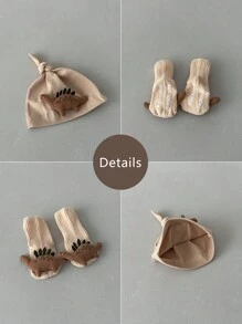 1 conjunto Gorro de Bebê Recém-Nascido com Impressão Fofa de Dinossauro, Combo de Meias, Primavera Outono