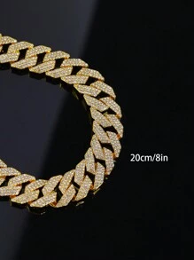 CVNANA 1 pieza Collar de moda hip-hop con brillo de rhinestone, collar y pulsera de diamante falso incrustado de tendencia, regalo unisex