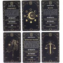 Tarotkarten mit Bedeutung, beidseitig mit Bildmotiv vorne und Text hinten, Tarotkarten, Brettspiele, Brett, Runen, Tarottasche, Hexenkessel, Alice, Cartas Tarot