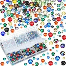 4000 Pieces Hotfix Rhinestones Crystals AB Multicolor Clear Crystal Rhinestones Flatback Gems Round Crystal Rhinestones Bulk For Crafts Clothing Dance Costumes - Mixing Colors - View 8