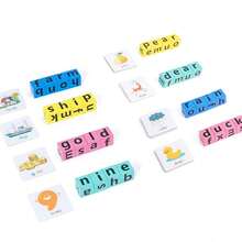 (1 Set) Wooden Funy Spelling Word Puzzle English Letter With 40 Cards