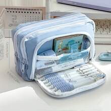 Estojo de lápis de grande capacidade, estojo multifuncional para canetas, estojo para canetas em cores de macaron para estudantes, armazenamento de papelaria, material de escritório escolar, volta às aulas, volta às aulas, material escolar, estojo para lápis, mochila escolar