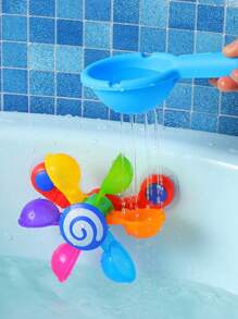 3pcs Children's Rainbow Pinwheel Water Toys, Fun Bathtub & Outdoor Play Accessories For Infants & Toddlers, Random Color Parts