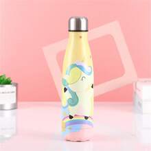 Vaso aislante de doble pared de acero inoxidable de 500 ml/17 onzas, botella de agua de alta calidad para deportes al aire libre, apta para hombres y mujeres, taza de regalo con estampado de dibujos animados