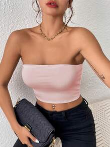 Women Comfortable Strapless Backless Bra, Lingerie - Pink - View 6