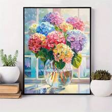 Frameless 5D Diamond Painting Kit, Hydrangea Flowers, Full Round Diamond DIY Diamond Painting Picture, Suitable For Adults And Beginners, Exquisite Wall Decor For Home, Bedroom, Office, 12x16 Inches