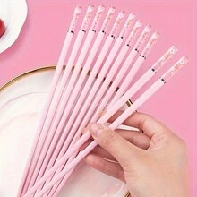 1/5 Pairs Reusable Pink Cherry Blossom Amber Chopsticks, Green Cherry Blossom Amber Chopsticks, Asian Style Dining, Kitchen Utensils For Home, Fast Food, Sushi, Ramen,Kitchen,Christmas Gift - Multicolor - View 12