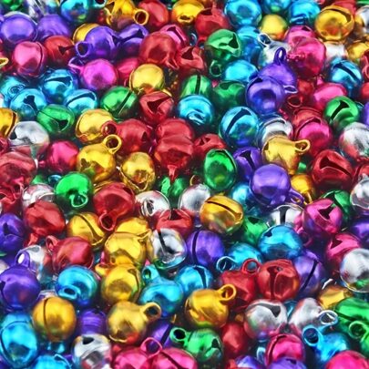 100pcs Small Aluminum Sleigh Bells Loose Beads For Holiday Decorations, DIY Christmas Tree Decorations