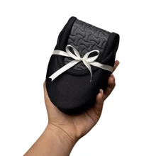 50 PARES/PAQUETE PANTUFLAS FOLDING FLATS "NEGRO SATINADO" PARA BODA XV AÑOS EVENTOS RECUERDOS "FUERA TACONES BAILAR" SAT1 BASIC - Negro - Ver 5