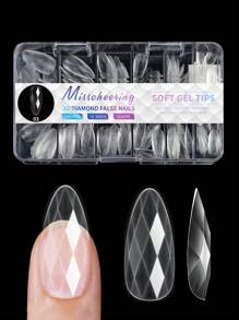 120 件钻石指甲贴无痕按压式指甲全覆盖假指甲可拆卸指甲用品适合女性或女孩日常居家 DIY 美甲设计 - 無色 - 查看 3