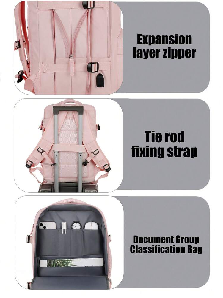 Zaino sottovuoto da viaggio, scomparto espandibile per computer Airpack da 60 l, in tessuto Oxford, impermeabile, separazione a secco e bagnato, per lavoro, Nero , Refer to